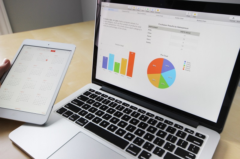 Laptop Screen Showing Charts